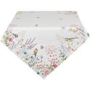 Clayre & Eef Tafelkleed 150x250 cm Wit Groen Katoen Bloemen