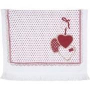 Clayre & Eef Gastendoekje  40x66 cm Wit Rood Katoen Hart Toilet handdo...