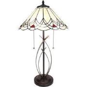 LumiLamp Tiffany Tafellamp  Ø 39x69 cm Beige Glas Kunststof Rond Tiffa...
