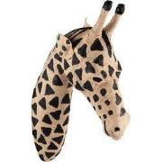 Clayre & Eef Wanddecoratie Giraf 82 cm Bruin Zwart Papier Ijzer Textie...
