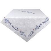 Clayre & Eef Tafelkleed  150x150 cm Wit Blauw Katoen Vierkant Vissen T...