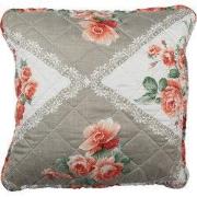 Clayre & Eef Kussenhoes  40x40 cm Grijs Roze Katoen Polyester Bloemen ...