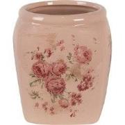 Clayre & Eef Bloempot  14x14x16 cm Roze Keramiek Bloemen Bloempot Binn...