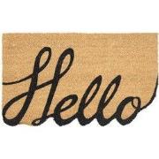 Clayre & Eef Deurmat  75x45 cm Bruin Zwart Kokosvezel Pvc Hello Kokosm...
