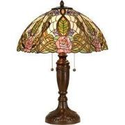 LumiLamp Tiffany Tafellamp  Ø 47x61 cm  Groen Roze Glas Halfrond Roos ...