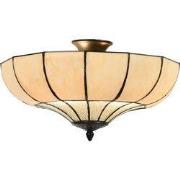 LumiLamp Plafondlamp Tiffany  Ø 46x25 cm  Beige Metaal Glas Plafonnier...