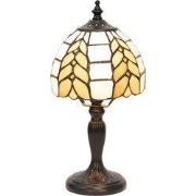 Lumilamp Tiffany Tafellamp Ø 14x29 cm Beige Wit Glas