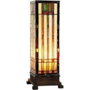 LumiLamp Tiffany Tafellamp  12x12x35 cm  Beige Bruin Glas Rechthoek Ti...