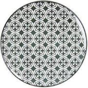 Clayre & Eef Dinerbord  Ø 26 cm Zwart Wit Keramiek Rond Eetbord