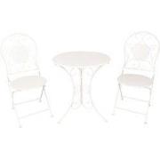 Clayre & Eef Bistroset Bistrotafel Bistrostoel 3-delig  Ø 60x70 Wit Ij...