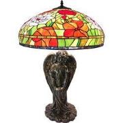 Lumilamp Tiffany Tafellamp Ø 55x85 cm Rood Groen Glas Roos