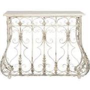 Clayre & Eef Sidetable  126x44x96 cm Wit Ijzer Hout Rechthoek Wandtafe...