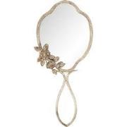 Clayre & Eef Spiegel  25x57 cm Beige Ijzer Rond Bloemen Grote Spiegel