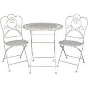 Clayre & Eef Bistroset Bistrotafel Bistrostoel 3-delig  Ø 70x75  Wit I...