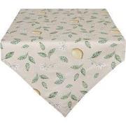 Clayre & Eef Tafelloper  50x160 cm Beige Groen Katoen Citroen Tafelkle...