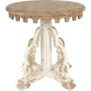 Clayre & Eef Bijzettafel Rond  Ø 80x81 cm Bruin Wit Hout Rond Sidetabl...