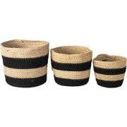 Clayre & Eef Opbergmand Set van 3  Ø 22 Ø 19 Ø 16 cm Zwart Touw Rond M...