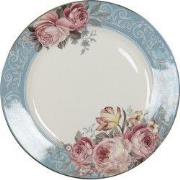 Clayre & Eef Dinerbord  Ø 26 cm Blauw Wit Porselein Bloemen Eetbord