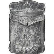 Clayre & Eef Brievenbus  26x8x39 cm Grijs Wit Metaal Bloemen Post cour...