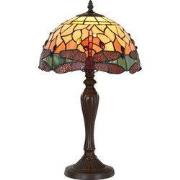 LumiLamp Tiffany Tafellamp Libelle Ø 30x53 cm  Geel Glas Kunststof Tif...