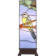 LumiLamp Tiffany Tafellamp  18x18x48 cm  Blauw Glas Kunststof Vogel Ti...