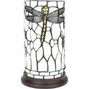 LumiLamp Tiffany Tafellamp  Ø 15x26 cm  Wit Grijs Glas Kunststof Rond ...