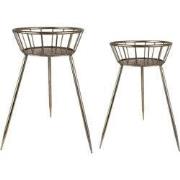 Clayre & Eef Bijzettafel Set van 2  42x38x58 cm Goudkleurig Metaal Sid...