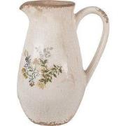Clayre & Eef Decoratie Kan  17x13x22 cm Beige Geel Keramiek Bloemen Sc...