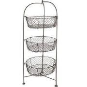 Clayre & Eef Mandenrek  Ø 28x80 cm Bruin Ijzer Rond Keuken Mandjes