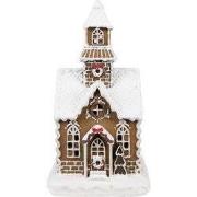 Clayre & Eef Gingerbread house met LED 13x11x25 cm Bruin Kunststof Pep...