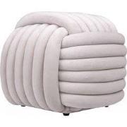 QUVIO Vierkante poef - Geknoopt - 45x45x42 cm - Beige
