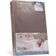 H&D Dubbel Jersey Hoeslaken - Taupe Eenpersoons 90x200cm - 100% Katoen...
