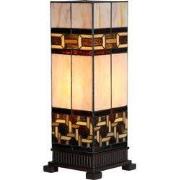 LumiLamp Tiffany Tafellamp 17x17x44 cm Beige Glas Kunststof