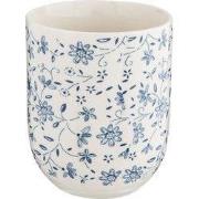 Clayre & Eef Mok  100 ml Blauw Porselein Rond Bloemen Theemok