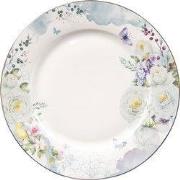Clayre & Eef Dinerbord  Ø 26 cm Wit Blauw Porselein Rond Bloemen Eetbo...