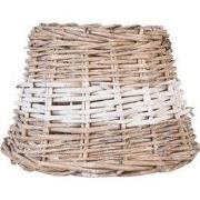 Clayre & Eef Lampenkap  Ø 23x17 cm Beige Rotan Rond Streep Rieten Lamp...