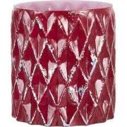Clayre & Eef Theelichthouder  Ø 10x11 cm Rood Glas Rond Waxinelichthou...