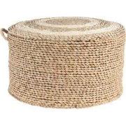 Clayre & Eef Poef  Ø 40x23 cm Bruin Stro Rond Hocker