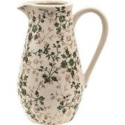 Clayre & Eef Decoratie Kan  20x14x25 cm Groen Beige Keramiek Bloemen W...
