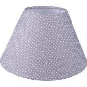 Clayre & Eef Lampenkap  Ø 23x15 cm Grijs Wit Katoen Synthetisch Stippe...
