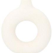 QUVIO Vaas rond met gat in het midden - 19 cm - Keramiek - Wit