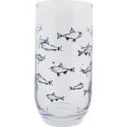 Clayre & Eef Waterglas  Ø 7x14 cm / 380 ml Transparant Glas Vissen Lon...
