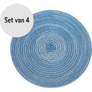 Krumble Placemat rond - Blauw/grijs - Set van 4