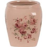 Clayre & Eef Bloempot  12x12x14 cm Roze Keramiek Bloemen Bloempot Binn...