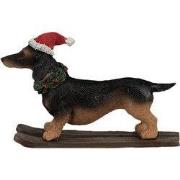 Clayre & Eef Kerstdecoratie Beeld Hond Teckel 10x3x7 cm Bruin Kunststo...