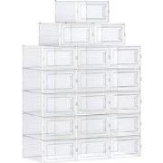 Set van 18 stapelbare transparante plastic schoenendozen