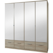Kast met 4 spiegeldeuren en 4 laden - L179 cm