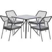 4-persoons tuinset - 4 Dido stoelen zwart - Rimini tafel