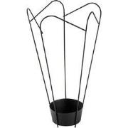 Paraplubak in tulpvorm met opengewerkt patroon van zwart metaal H60 cm
