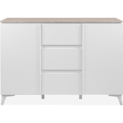 Commode met 2 deuren en 3 lades, decor travertin en wit, 133 cm  BERTR...